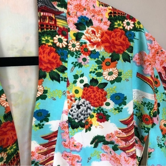 VINTAGE made in Japan kimono robe duster colorful - Picture 4 of 14